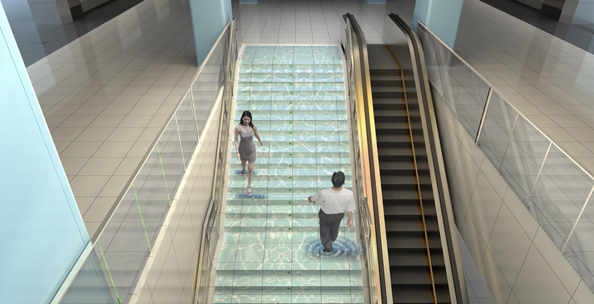 地铁楼梯地面互动